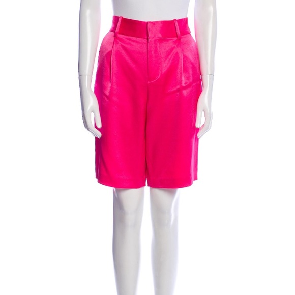ALICE AND OLIVIA Eric Wild Pink Satin Bermuda Knee Length Dress Shorts NWT - Picture 3 of 12